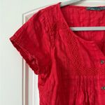 prAna Women’s Red  Lucy Short Sleeve Blouse Photo 3