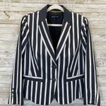 Jones New York Signature Womens 10 Blazer Americana Navy/White Striped Stretch Blue Photo 0