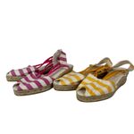 Chico's Jessa Lot of 2 Yellow & Pink Striped Espadrille Wedges Sandals Size 7 Photo 2
