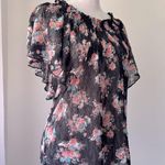 No Boundaries  Sheer Black Floral Print Blouse Photo 0