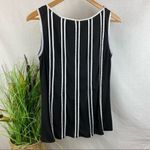 Sandra Darren  Black & White Satin Striped Sleeveless Tank Top Blouse 12 Photo 1