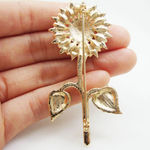 Elegant Purple and Green Sunflower Brooch Photo 2