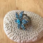 Blue Sunburst Adjustable Ring Floral Retro Trendy Photo 3