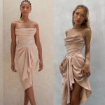 House Of CB  ‘Poppy’ Sand Strapless Corset Draped‎ Dress NWOT Size XS Photo 1