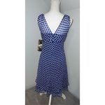 Donna Ricco NEW! 100% Silk Ruffled Dress Blue White Women’s 6P Photo 4