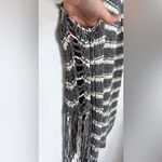 Free People  Folksong Fringe Knit Vest Tunic Sweater Charcoal/Ivory Size Small Photo 5