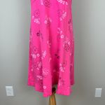 Fresh Produce Dress Medium Pink Floral Surplice V-Neck Lettuce Trim 100% Cotton Photo 4