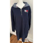 Women's Tommy Hilfiger Denim Navy Hoodie Long Sleeve Dress M Blue Size M Photo 1