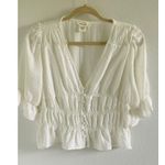 Urban Romantics New  White Cinched Peplum Top Button Up Size Large Photo 1