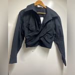 Alexander Wang NWT  Cross Front Cropped Shirt Black Size 6 Designer Luxury Photo 4