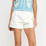 Strut & Bolt NWT Blue Embroidered Vest Size Small Button Up Boho Boutique Photo 0