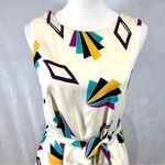 Compañía Fantástica white colorful geometric print belted maxi dress size small Photo 3