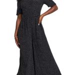 ASOS Design Black Mono Spot Tea Cut Out Jumpsuit Size 12 Photo 0