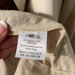 illia Womens Linen Leather Trim Open Front Drape Cardigan Jacket Size 10 Beige‎ Tan Photo 3