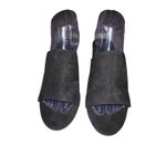 American Eagle Women Black Suede Slip On Mule Block Heel Open Toe Size 9 Shoe Photo 1