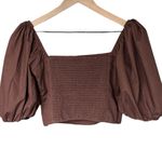 Abercrombie & Fitch Puff-Sleeve Crop Top Brown Women's Size Small Photo 2