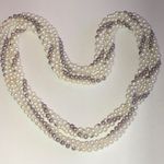 Elegant Vintage Gray And White Faux Pearl Retro Boho Necklace Photo 0