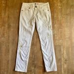 CAbi #5490 Slim Boyfriend White Embroidered Mid-Rise Jeans Size 2 Photo 1