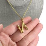 New Chainspro N Initial Monogram Wood Look Gold Tone Chain Necklace Photo 1