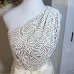 Tadashi Shoji  One Shoulder Textured Embroidered Sheath Dress Sz 6💛 Photo 3