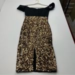 Dress the Population  Bailey Sequin Dress Womens‎ XS Black Gold Bodycon Midi NWOT Photo 12