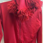 She Devil Costume Zip Up Red Romper Hoodie with Fur Hood Size M Photo 4