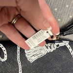 Chico's  Black Navy Blue Tassel Cosmetic Travel Tablet Tech Handbag Clutch NWT Photo 3