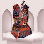 On Twelfth Floral Romper Size S Sleeveless Multicolor Shorts Shelf Open Back. Orange Photo 1