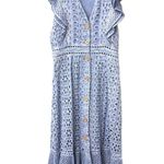 Saylor  Eyelet‎ Button Down Midi Dress Light Blue XS Photo 0