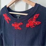 Talbots  Lobster Beaded Sweater Navy 3/4 Sleeve Preppy Nautical Beach Size S Photo 2