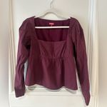 STAUD  Peggy Babydoll Blouse Plum Purple Square Neck XS NWT Empire Sleeve Top Photo 1