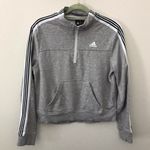 Adidas  Gray Cropped Quarter Zip Pullover Classic Photo 1
