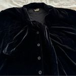Discreet Vintage velvet black velour button down front ties blouse, one size Photo 4