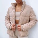 White Fox Boutique White Fox Not Giving In Puffer Jacket Sand S/M Photo 0