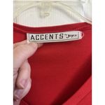 American Vintage Vtg 80’s Red Short Sleeve Rouched Top Gold Rhinestone Broach Size Medium Photo 2