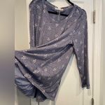 C&C California NWT  Size 1X Blue Floral Lightweight Long Sleeve Burnout Tee Shirt Photo 5