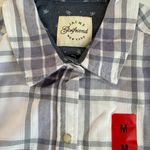 Jachs Girlfriend Women Plaid Button-Up Shirt Blue/White Long Sleeve Soft Flannel Photo 2