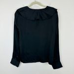 J.Crew Goldie Top Satin Viscose Ruffle Collar Long Sleeve Black Medium NWT Photo 8