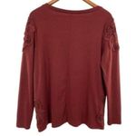 easel  Women’s Burgundy Floral Crochet Cutout Sweater Top Photo 6