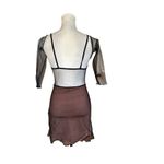 Romwe Y2K Sheer Mesh Overlay Mini Cut Out Babydoll Dress Bow Goth Vampy Prom Read Photo 1