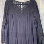 Torrid Size 4 Black Wide Leg Jumpsuit Lace 3/4 Sleeves Side Zip Back Tie Keyhole Photo 4