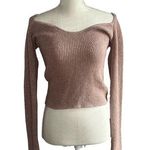ASTR Women's Metallic Pink Rose Gold Pullover Square Neck Sweater Size M Photo 0