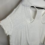 Free People Slouchy Cropped Oversized Linen Blend Cream Tee Shirt Sz Small Photo 4