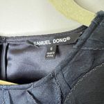 Samuel Dong 100% Silk 3D Rosette Brodee Organza Shift Dress Size 8 Black‎ Black Photo 2