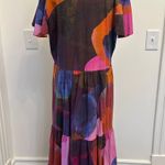 Tuckernuck Oliphant Designs V-Neck Maxi Dress Watercolor Print Pockets Photo 2