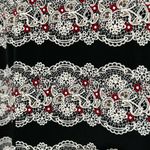 Perceptions New York Women's White Lace Black Red Short Sleeve Dress‎ Size XL Photo 5