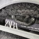 ZARA Women's Black Faux Suede/ Shearling-Lined Zippered Moto Jacket XXL 2XL Photo 6