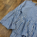 Who What Wear  Blue and White Plaid babydoll top Photo 2