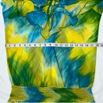 Cameo Off the Shoulder Waterfall Ruffle Drape Tie Dye Top Smocked 2X Yellow Green Blue Photo 10