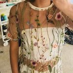 Boohoo White Floral Mesh Top Photo 0